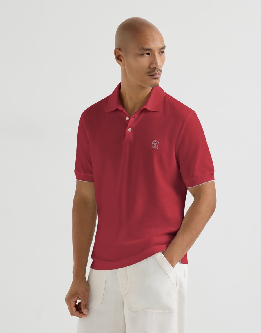 Polo in piquet Ciliegia Uomo - Brunello Cucinelli