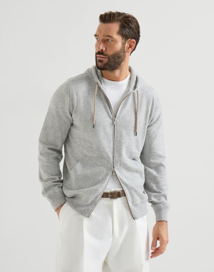 Cashmere sweatshirt-style cardigan Pebble Man - Brunello Cucinelli