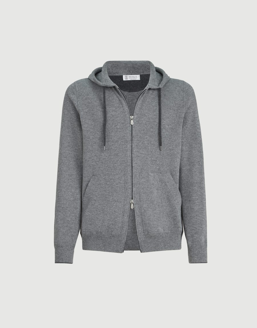 Cashmere sweatshirt-style cardigan Dark Grey Man - Brunello Cucinelli