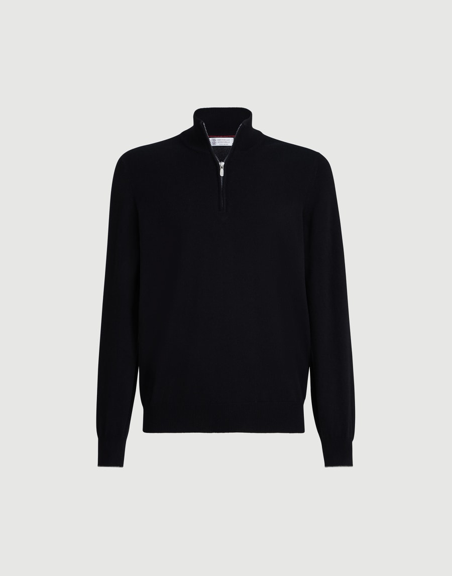 Cashmere sweater with half zip Black Man - Brunello Cucinelli