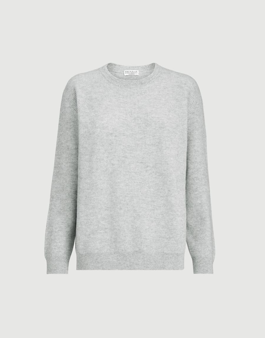 Cashmere sweater with monili Light Grey Woman - Brunello Cucinelli