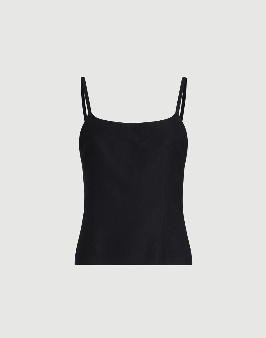 Top aus Fluid-Twill mit Monili Schwarz Damen - Brunello Cucinelli