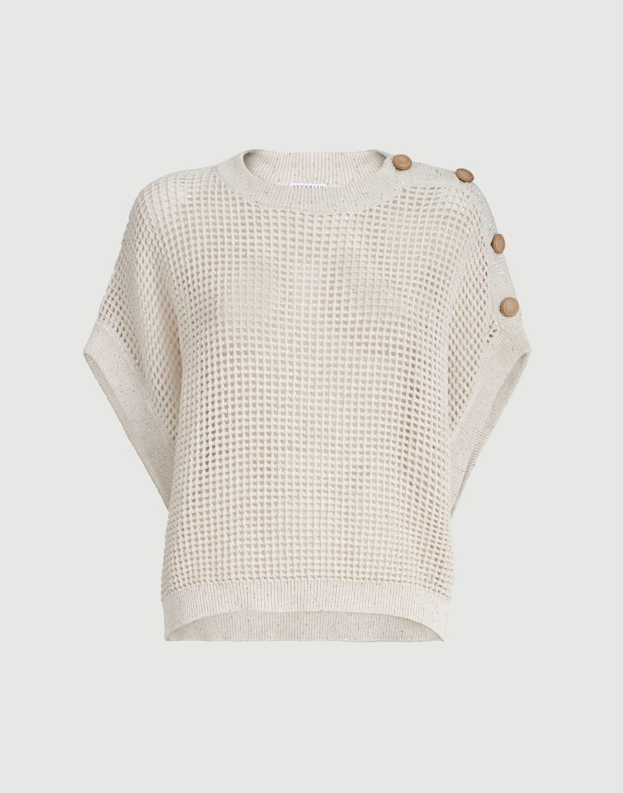 Cotton net sweater Oat Woman - Brunello Cucinelli