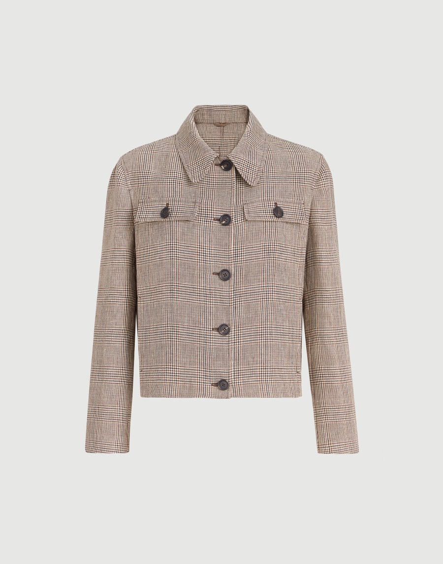 Veste Prince de Galles Marron Clair Femme - Brunello Cucinelli