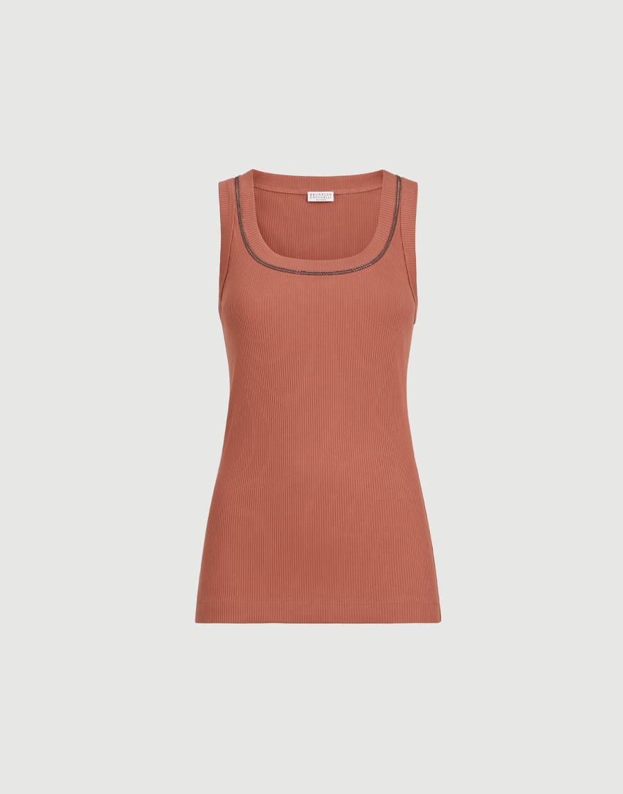Ribbed jersey top Orange Woman - Brunello Cucinelli