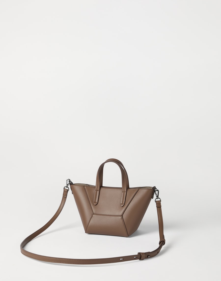 Calfskin mini BC Duo bag Brown Gianduia Woman - Brunello Cucinelli