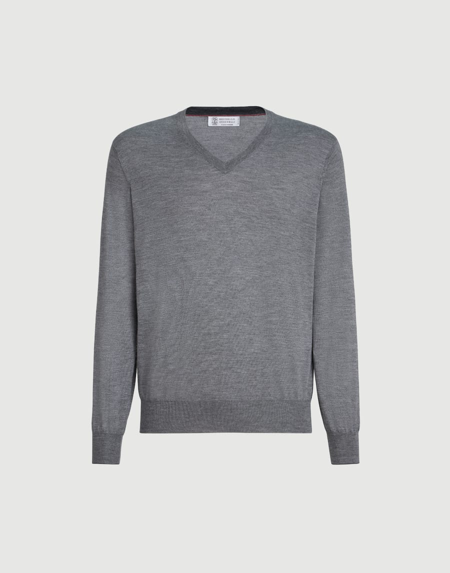 Cashmere and silk lightweight sweater Dark Grey Man - Brunello Cucinelli