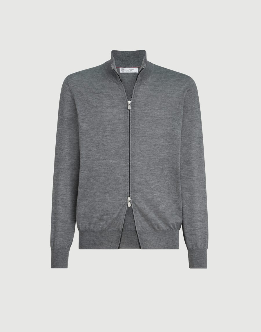 Cashmere and silk cardigan Dark Grey Man - Brunello Cucinelli