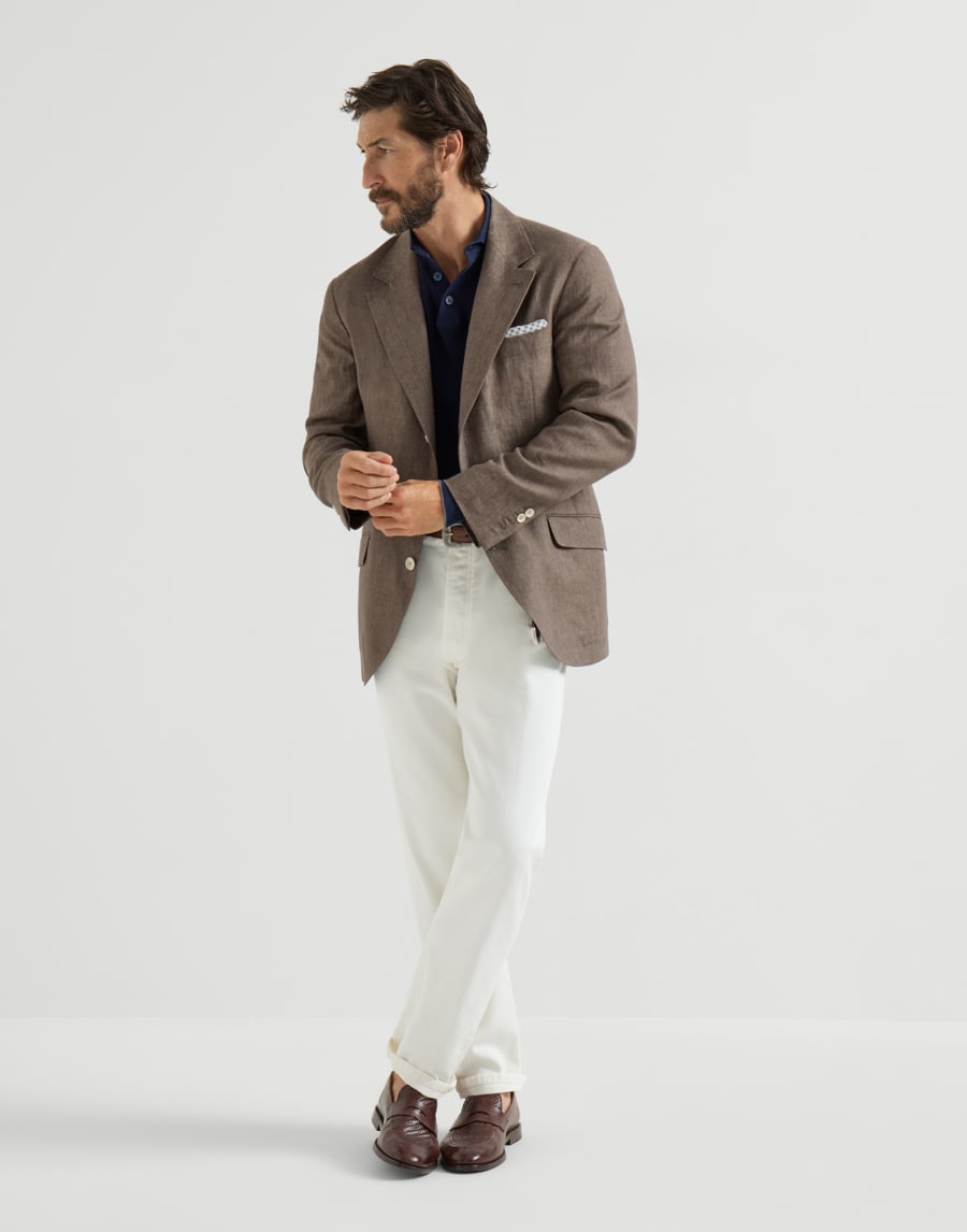 Rib knit polo Navy Blue Man - Brunello Cucinelli