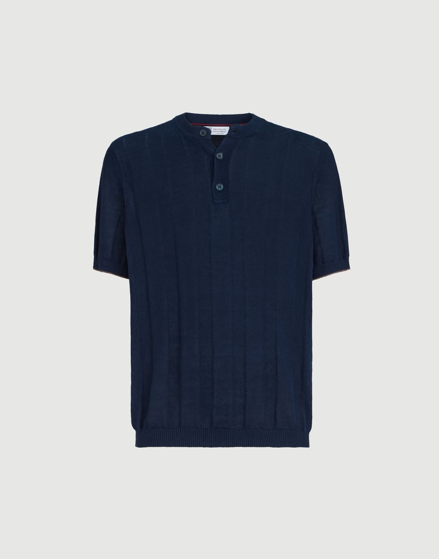 세라피노 티셔츠 네이비 블루 남성 - Brunello Cucinelli