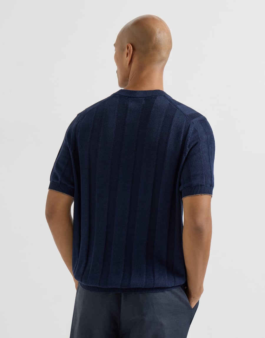 Henley collar T-shirt Navy Blue Man - Brunello Cucinelli