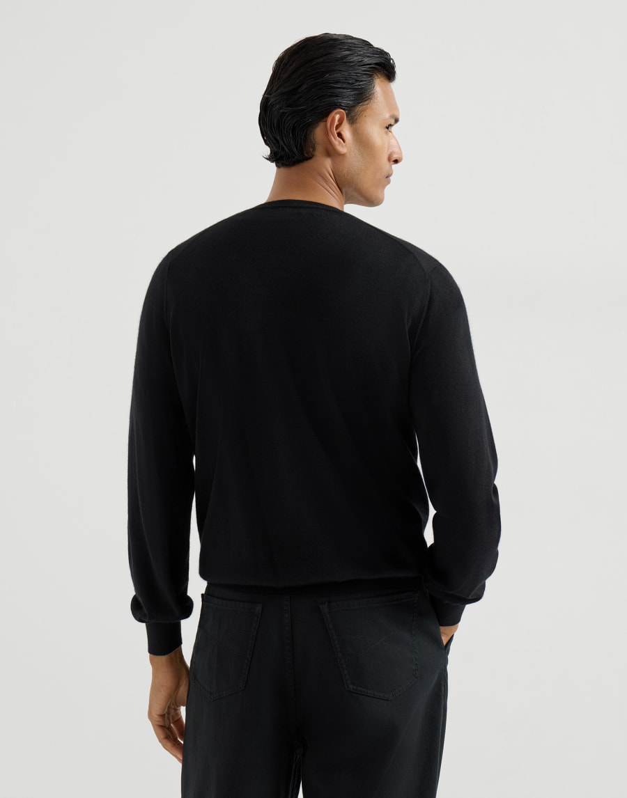 Cashmere and silk lightweight sweater Black Man - Brunello Cucinelli