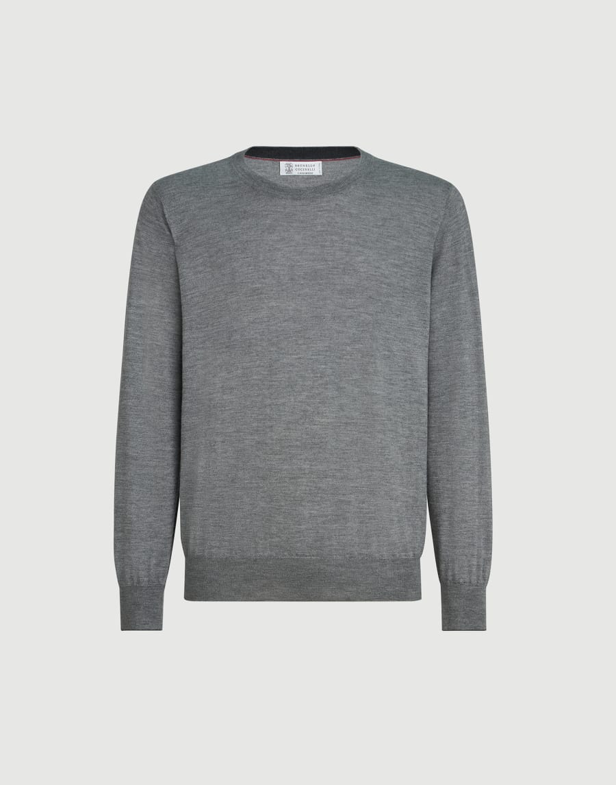 Cashmere and silk lightweight sweater Dark Grey Man - Brunello Cucinelli