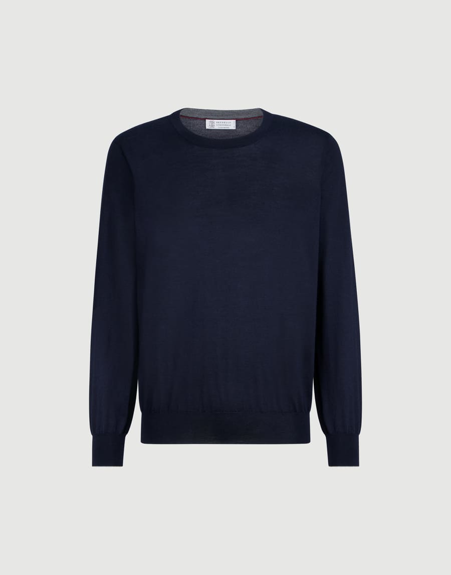 Cashmere and silk lightweight sweater Navy Blue Man - Brunello Cucinelli