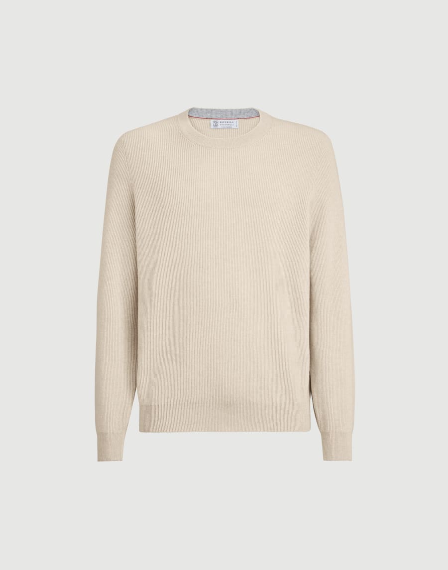Cashmere English rib sweater Sand Man - Brunello Cucinelli