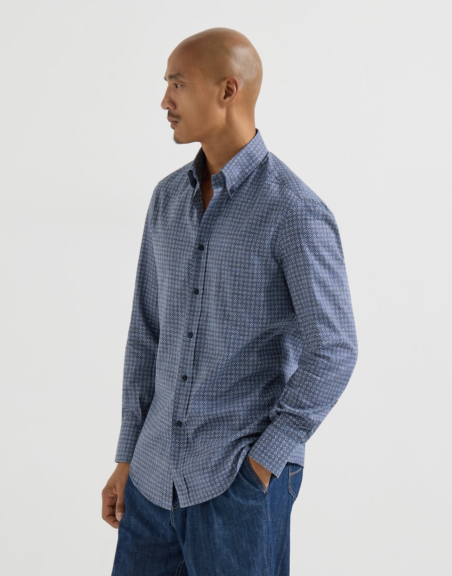 Printed twill shirt Denim Man - Brunello Cucinelli