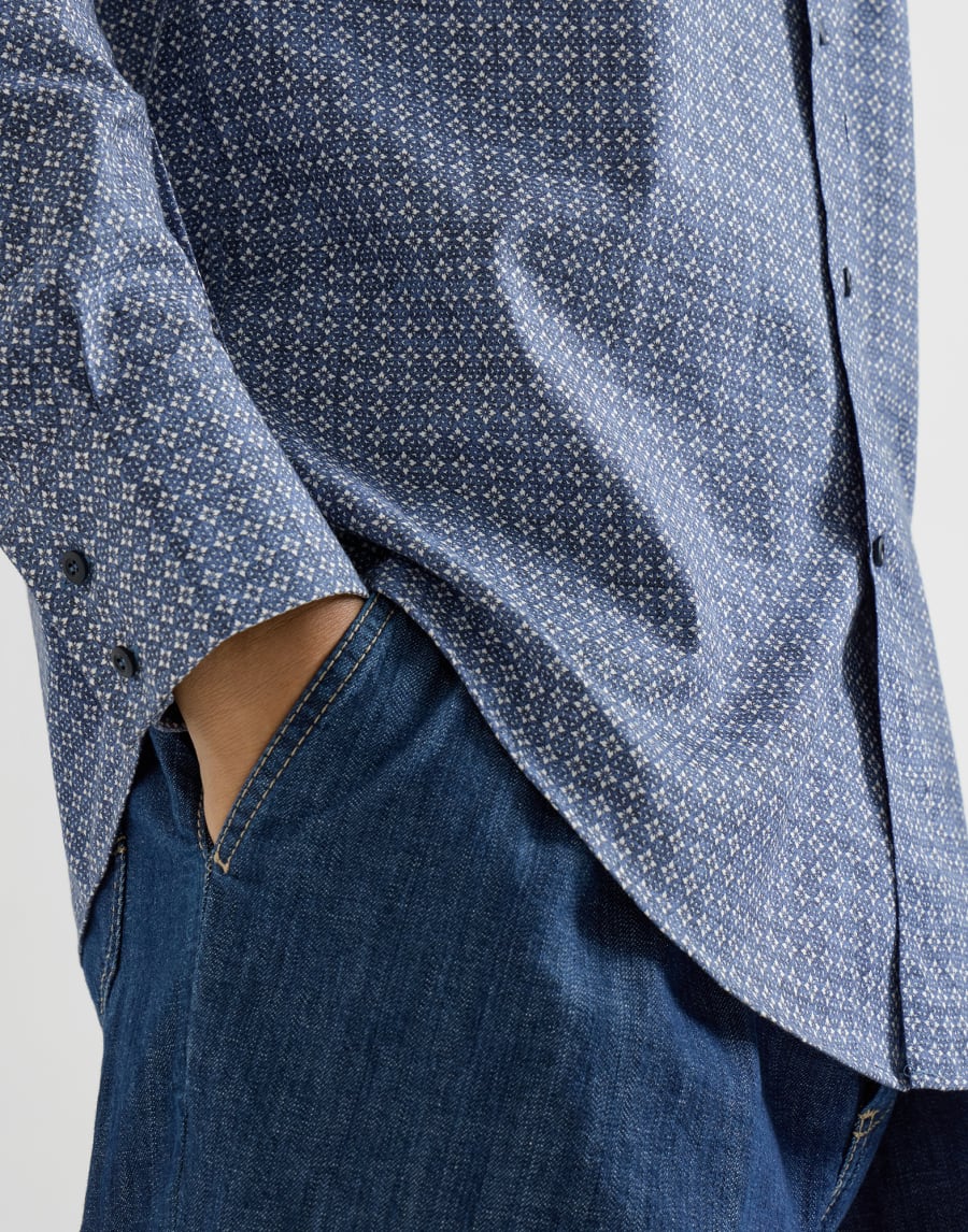 Printed twill shirt Denim Man - Brunello Cucinelli