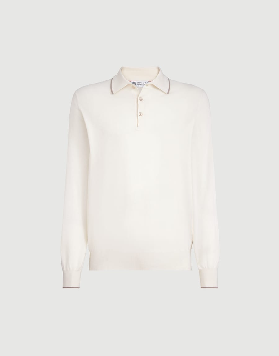 Cotton and cashmere knit polo Panama Man - Brunello Cucinelli