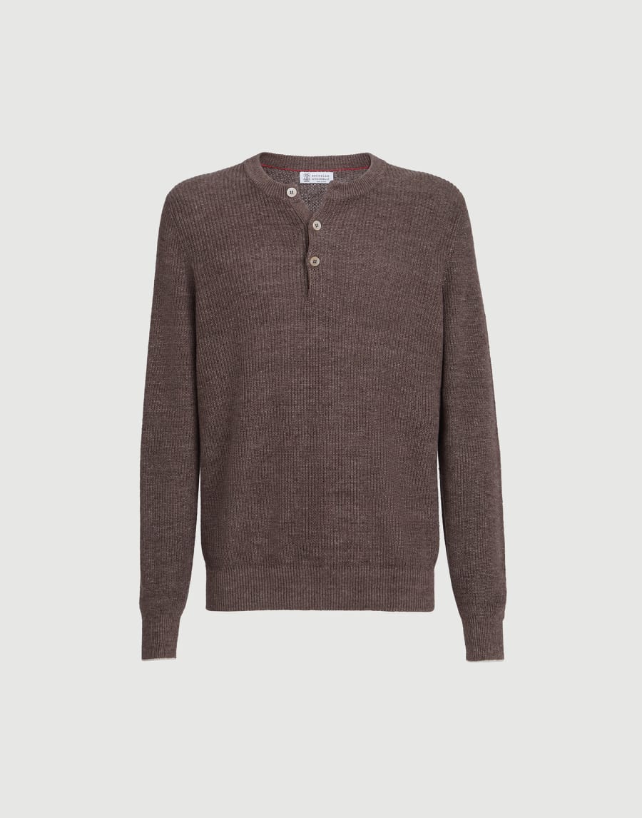 Sweater with Henley collar Hazelnut Man - Brunello Cucinelli