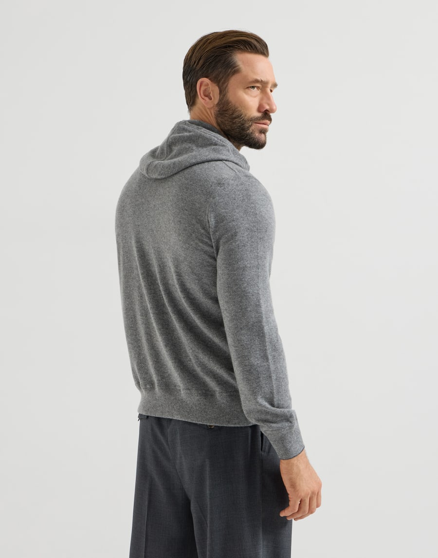 Cashmere sweatshirt-style cardigan Dark Grey Man - Brunello Cucinelli