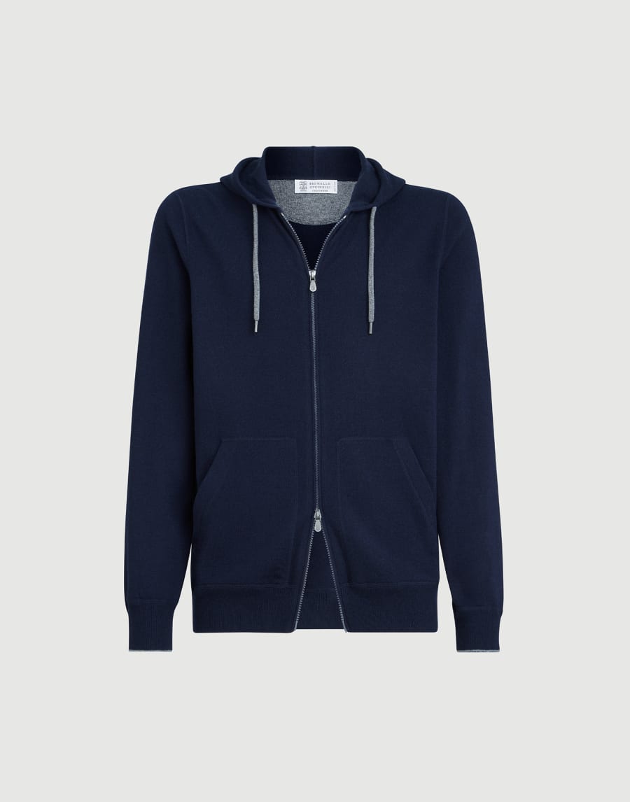 Cardigan style sweat-shirt en cachemire Bleu Marine Homme - Brunello Cucinelli