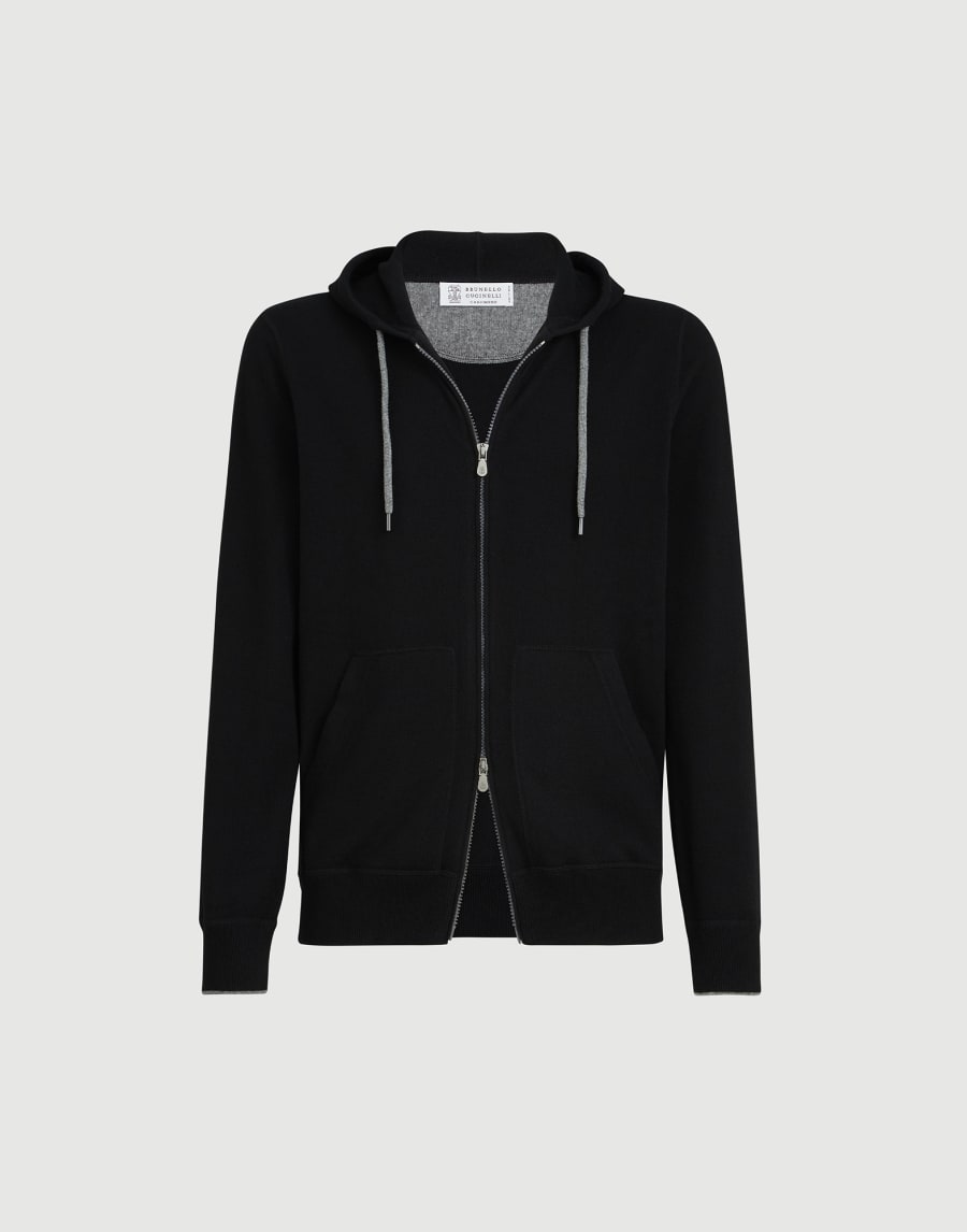 Cashmere sweatshirt-style cardigan Black Man - Brunello Cucinelli