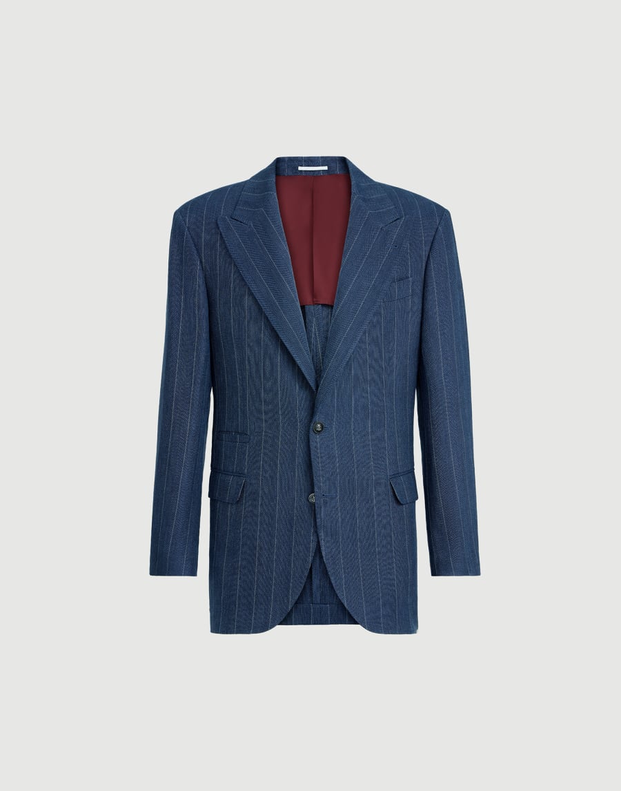 Blazer en tela de espiga con rayas Azul Hombre - Brunello Cucinelli