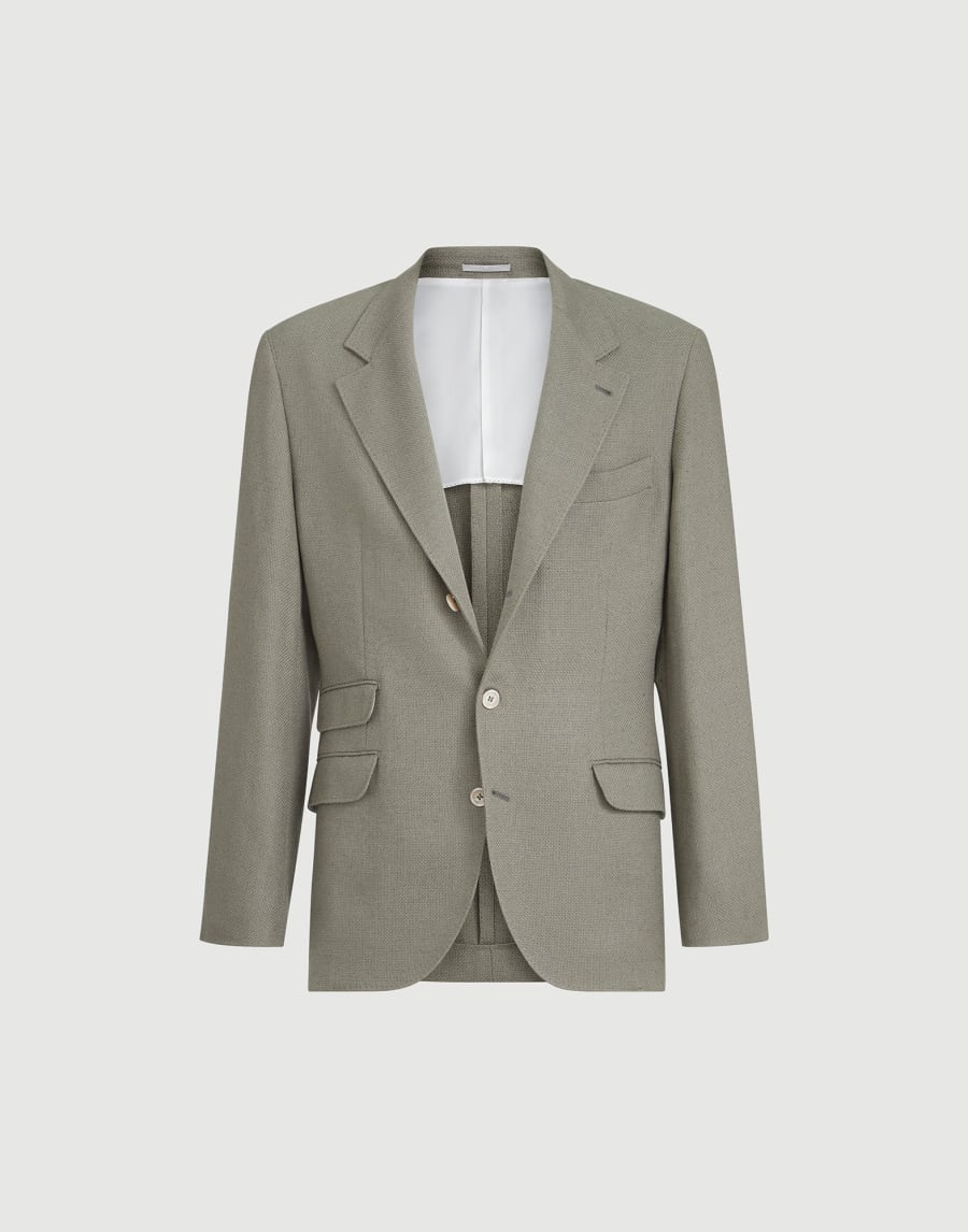 Hopsack deconstructed blazer Khaki Man - Brunello Cucinelli