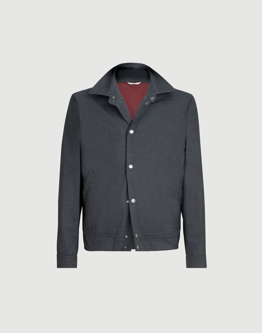 Virgin wool fresco outerwear jacket Dark Grey Man - Brunello Cucinelli