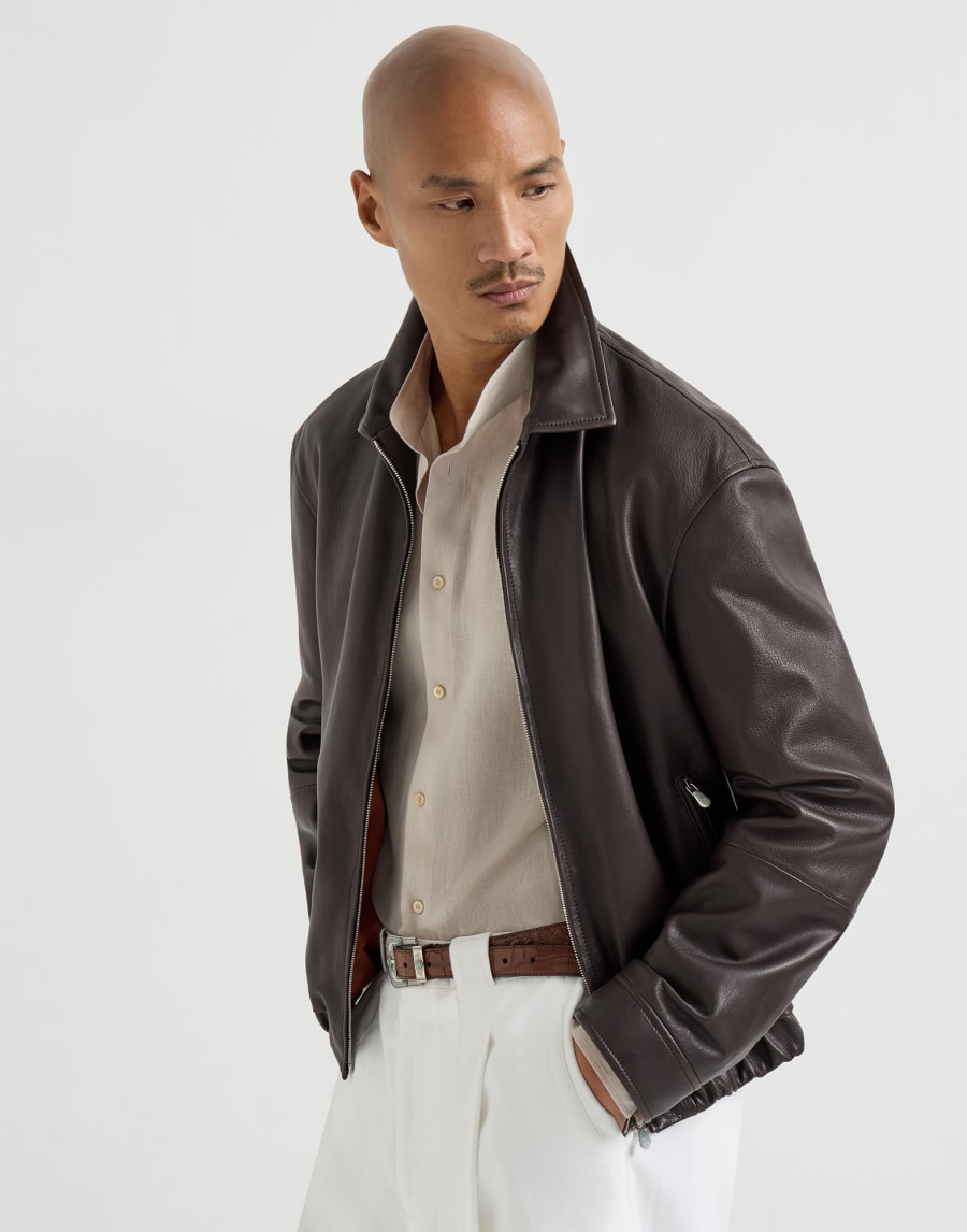 Blouson aus Nappaleder Schokolade Herren - Brunello Cucinelli