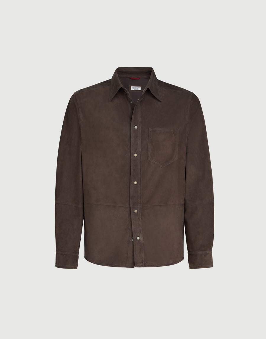 Overshirt aus Veloursleder Espresso Herren - Brunello Cucinelli