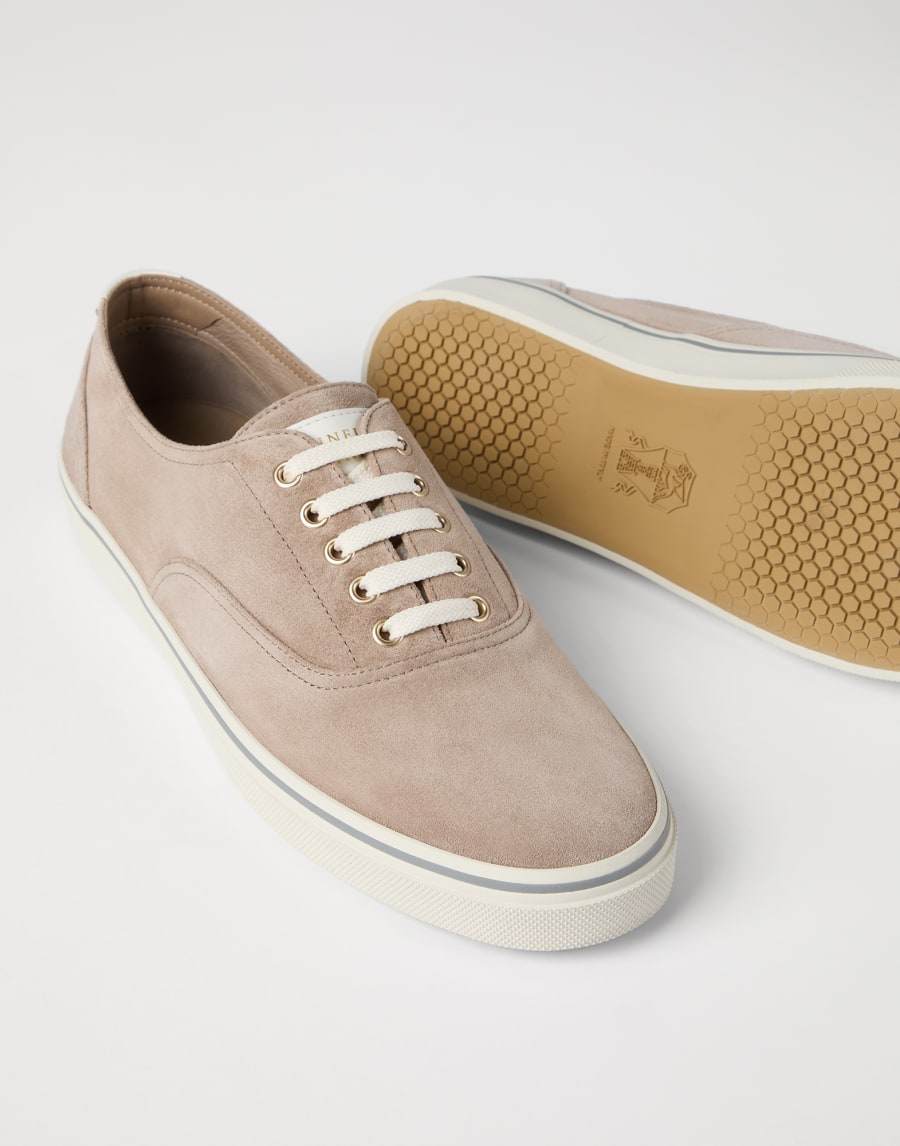 Reversed calfskin sneakers Beige Man - Brunello Cucinelli