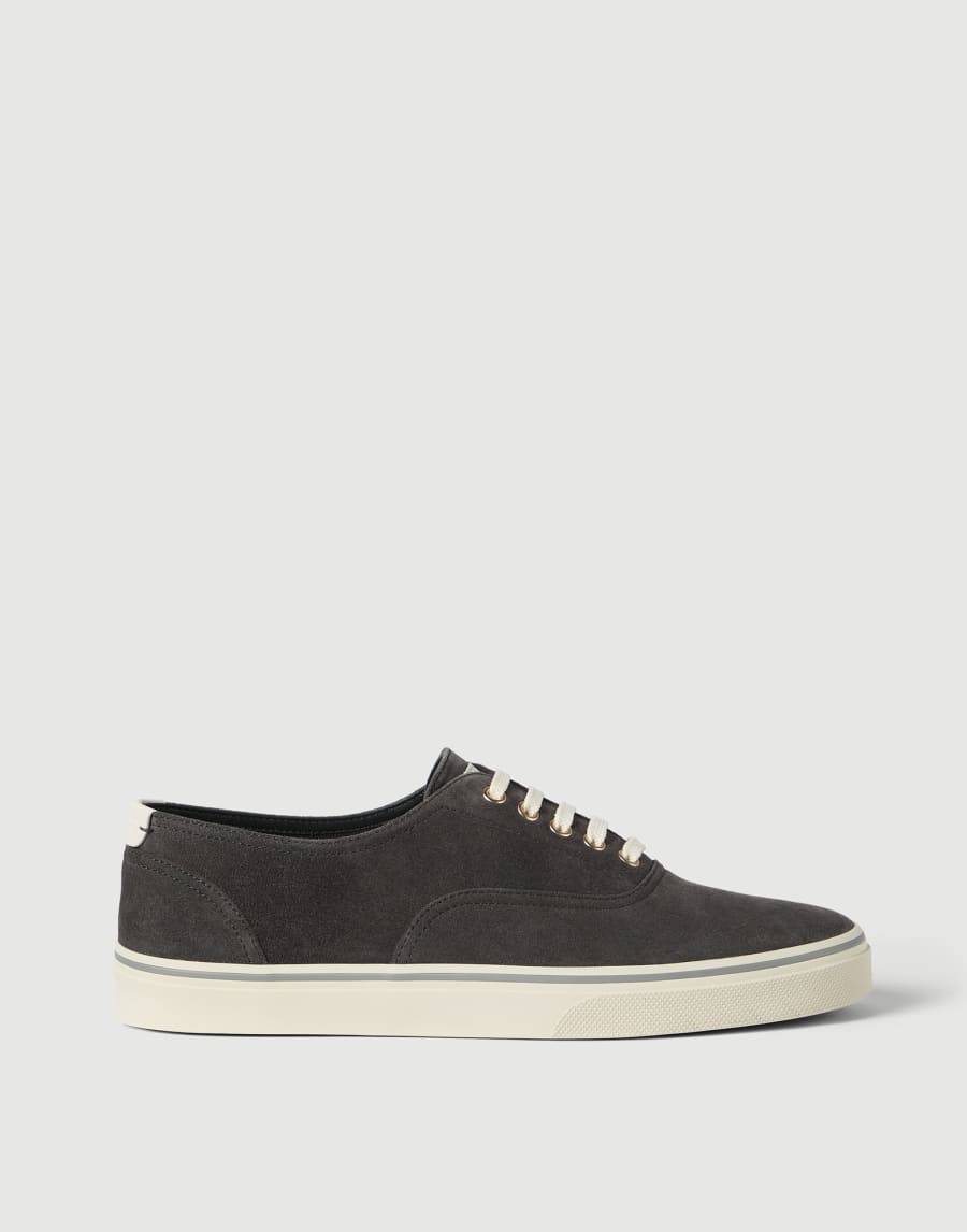 Reversed calfskin sneakers Lignite Grey Man - Brunello Cucinelli