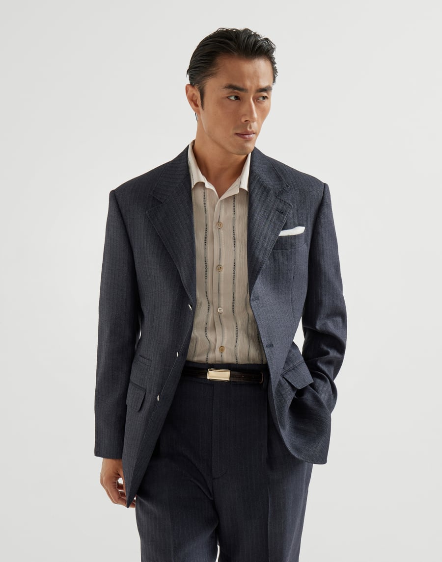 Chevron blazer Navy Blue Man - Brunello Cucinelli