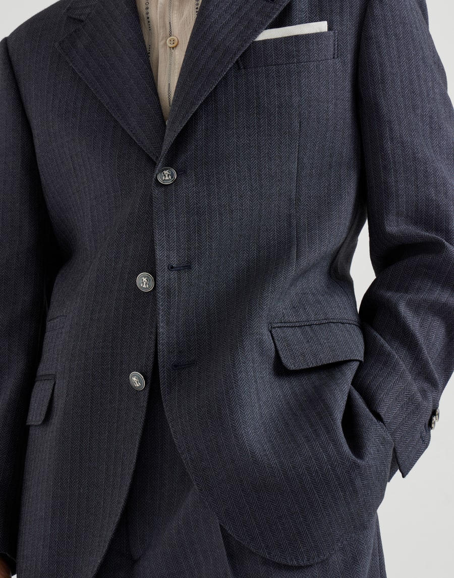Chevron blazer Navy Blue Man - Brunello Cucinelli