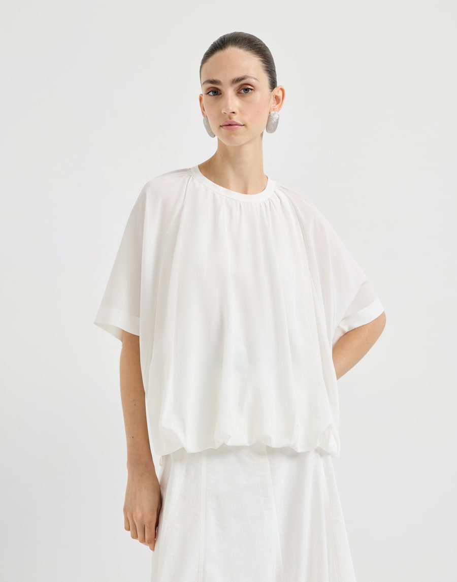 Crêpe de chine T-shirt Panama Woman - Brunello Cucinelli