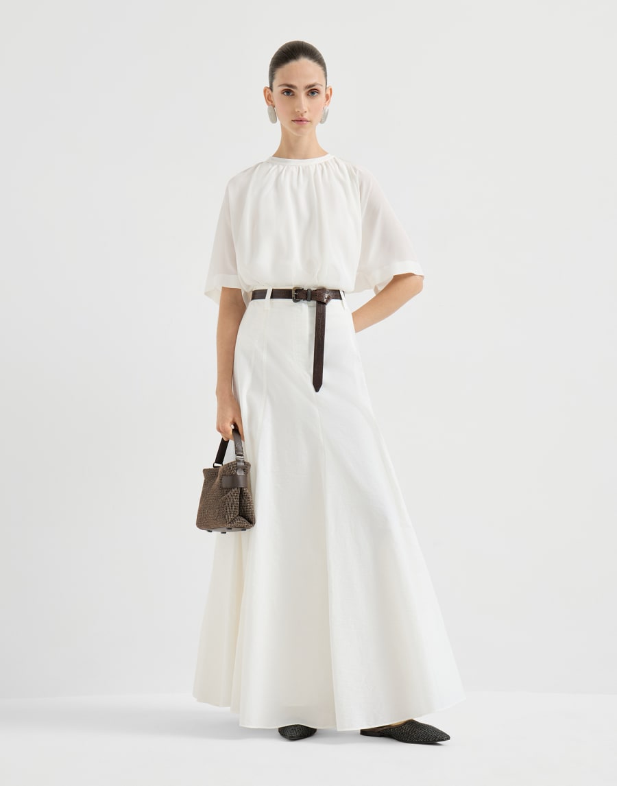 Crêpe de chine T-shirt Panama Woman - Brunello Cucinelli