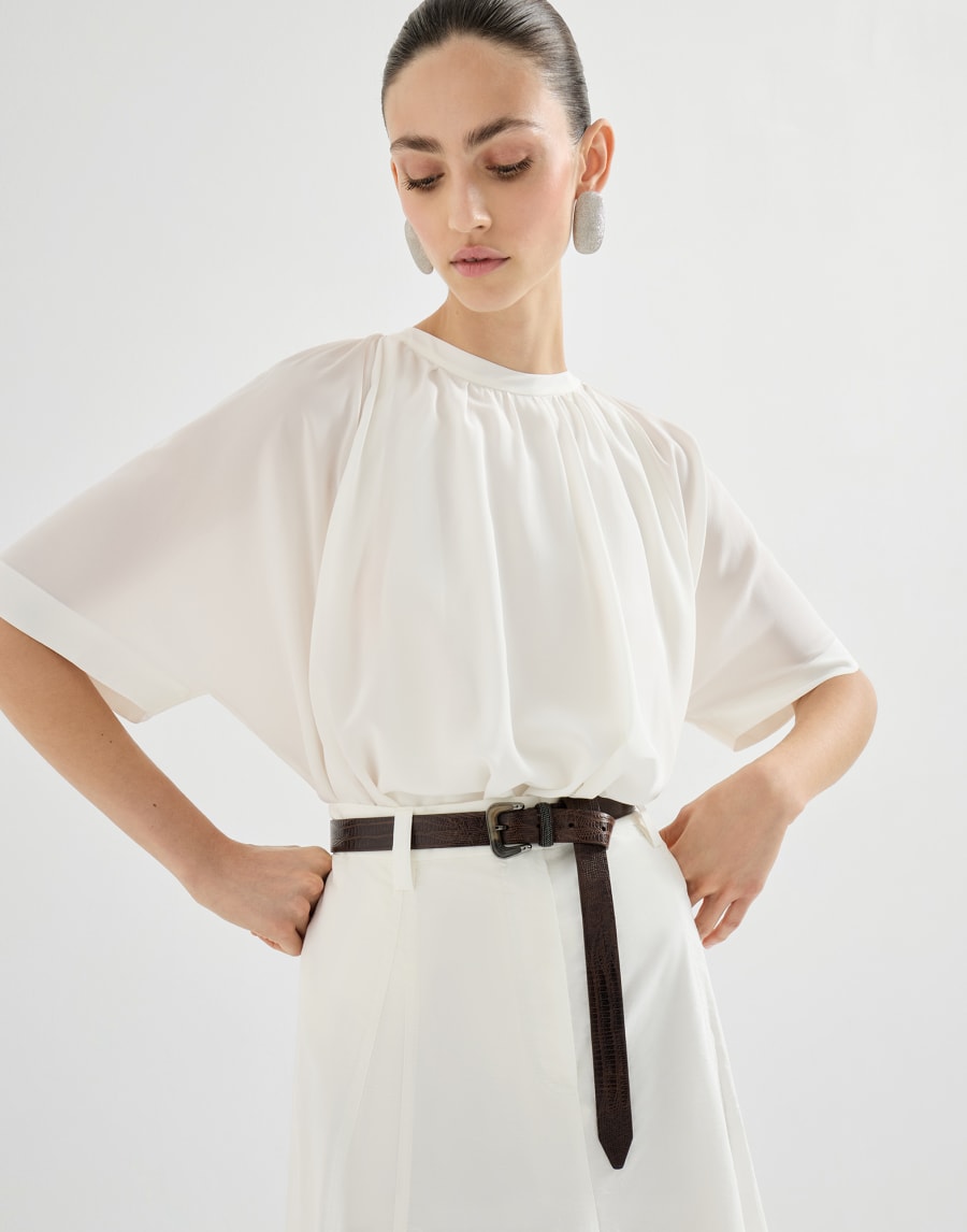 Crêpe de chine T-shirt Panama Woman - Brunello Cucinelli