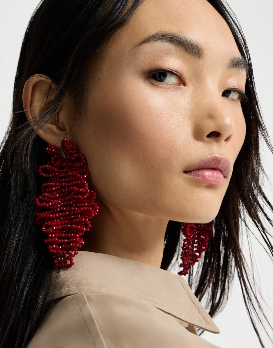Sculptured leaf earrings Red Woman - Brunello Cucinelli