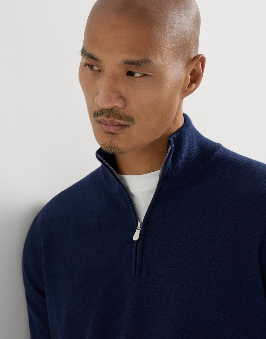Jersey de vicuña con cremallera Azul Hombre - Brunello Cucinelli