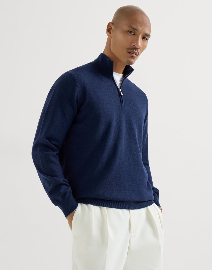 Vicuña zip-up sweater Blue Man - Brunello Cucinelli