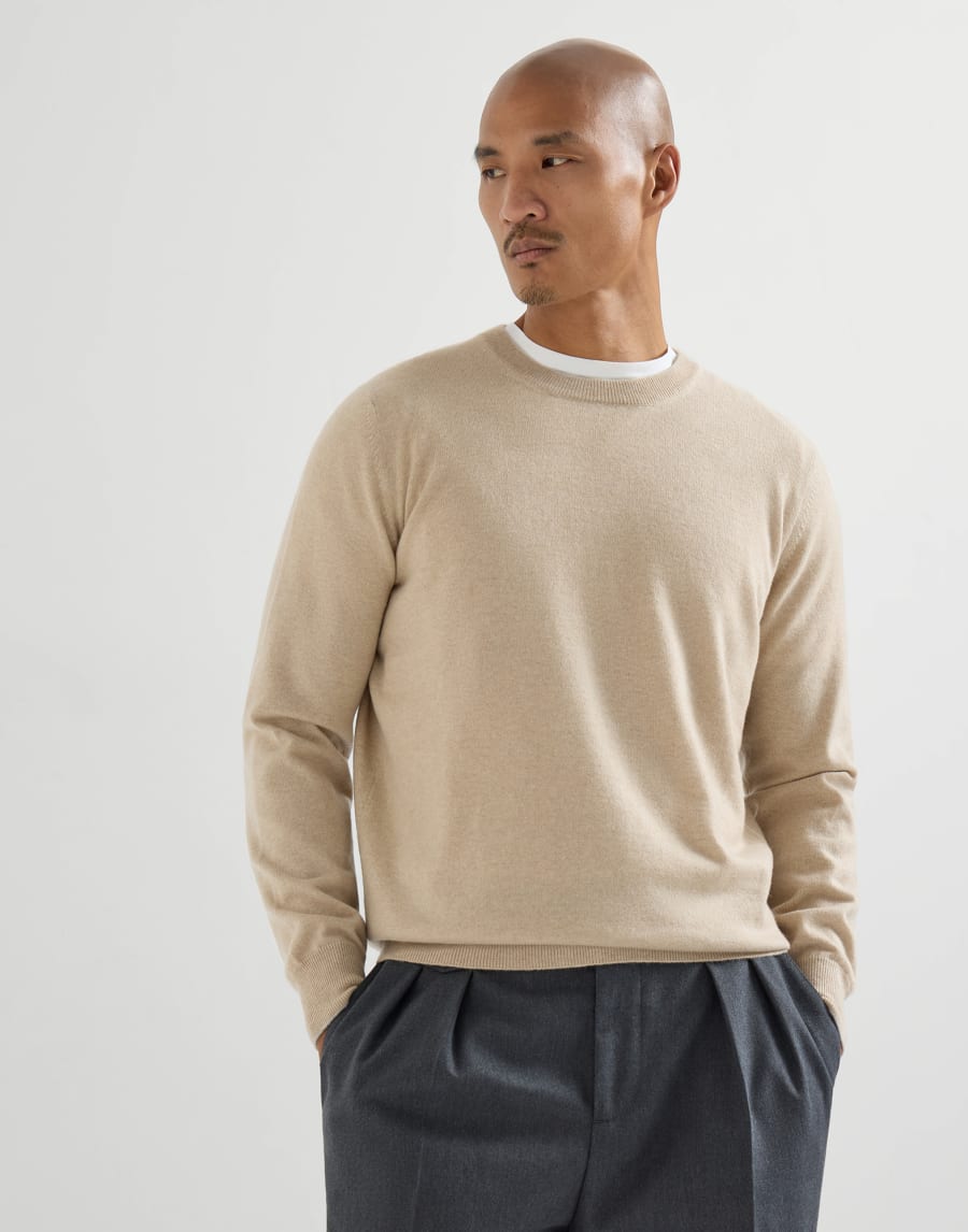 Jersey de cachemir y vicuña Beige Hombre - Brunello Cucinelli