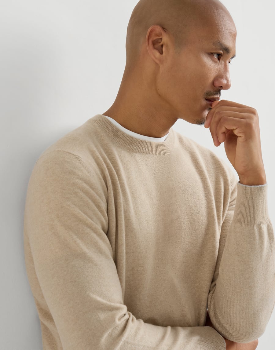 Jersey de cachemir y vicuña Beige Hombre - Brunello Cucinelli