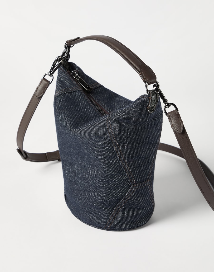 Twill BC Duo small bucket bag Blue Woman - Brunello Cucinelli
