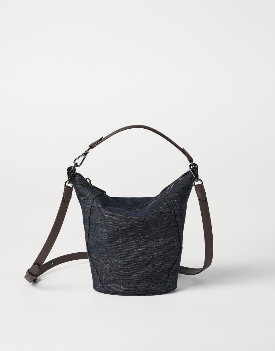 Twill BC Duo small bucket bag Blue Woman - Brunello Cucinelli