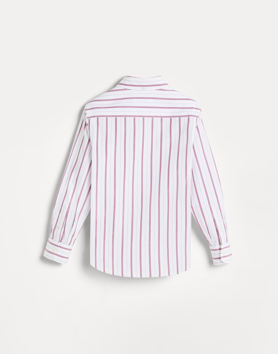 复合条纹府绸衬衫 红色 男童 - Brunello Cucinelli
