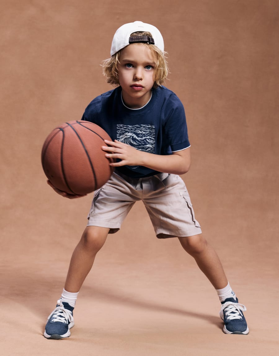 Bermuda shorts with drawstring and cargo pockets Light Brown Boys - Brunello Cucinelli