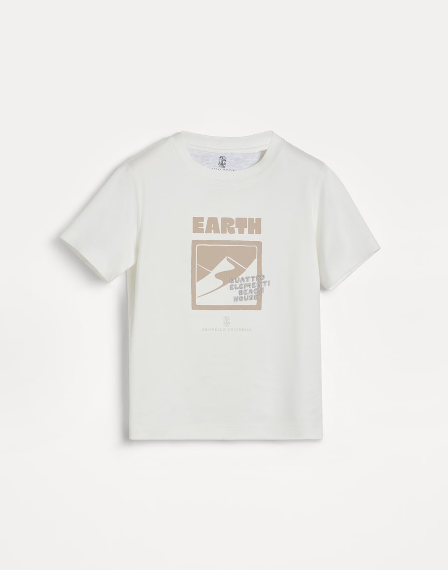 Camiseta con motivo Tierra Beige Niño - Brunello Cucinelli