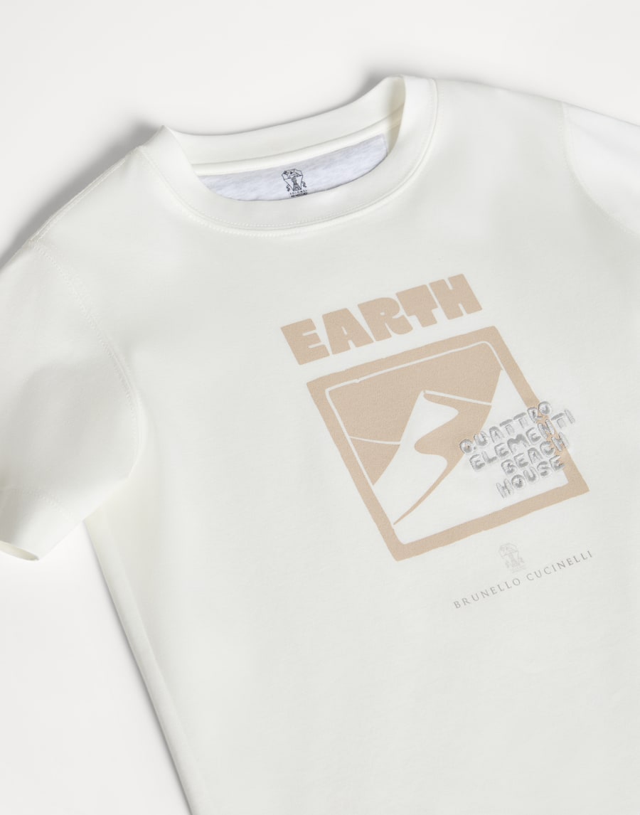 Camiseta con motivo Tierra Beige Niño - Brunello Cucinelli