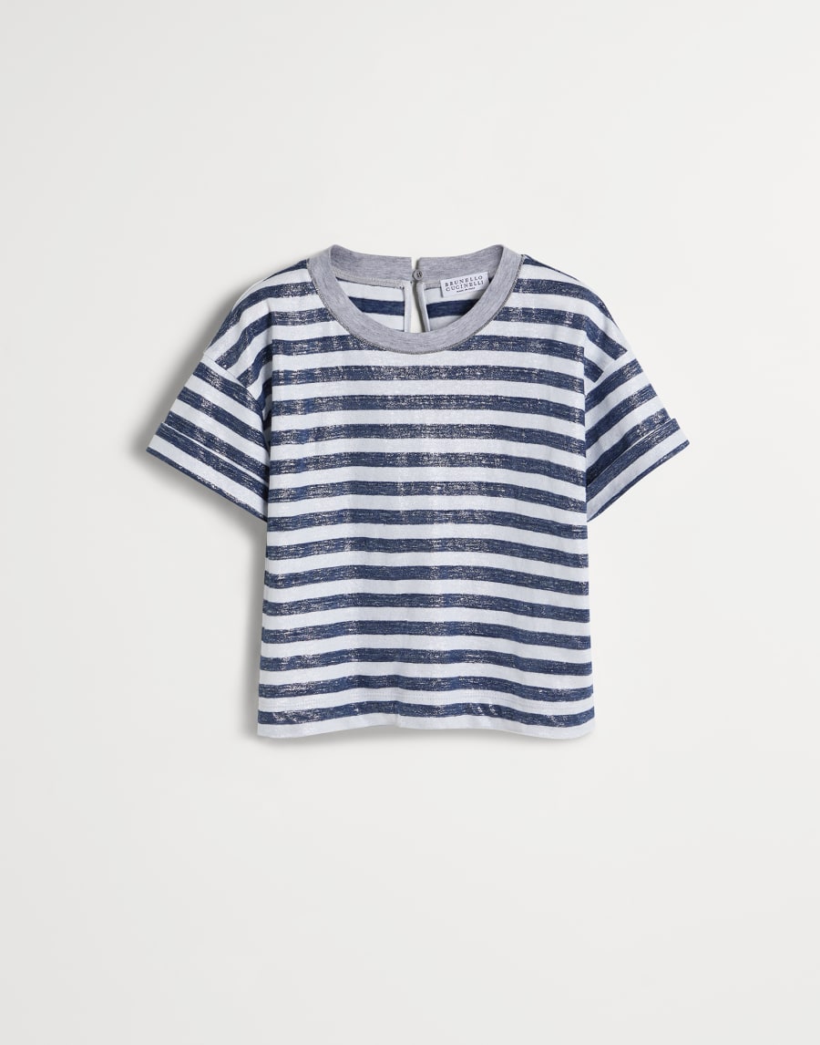 T-shirt with monili Blue Girls - Brunello Cucinelli